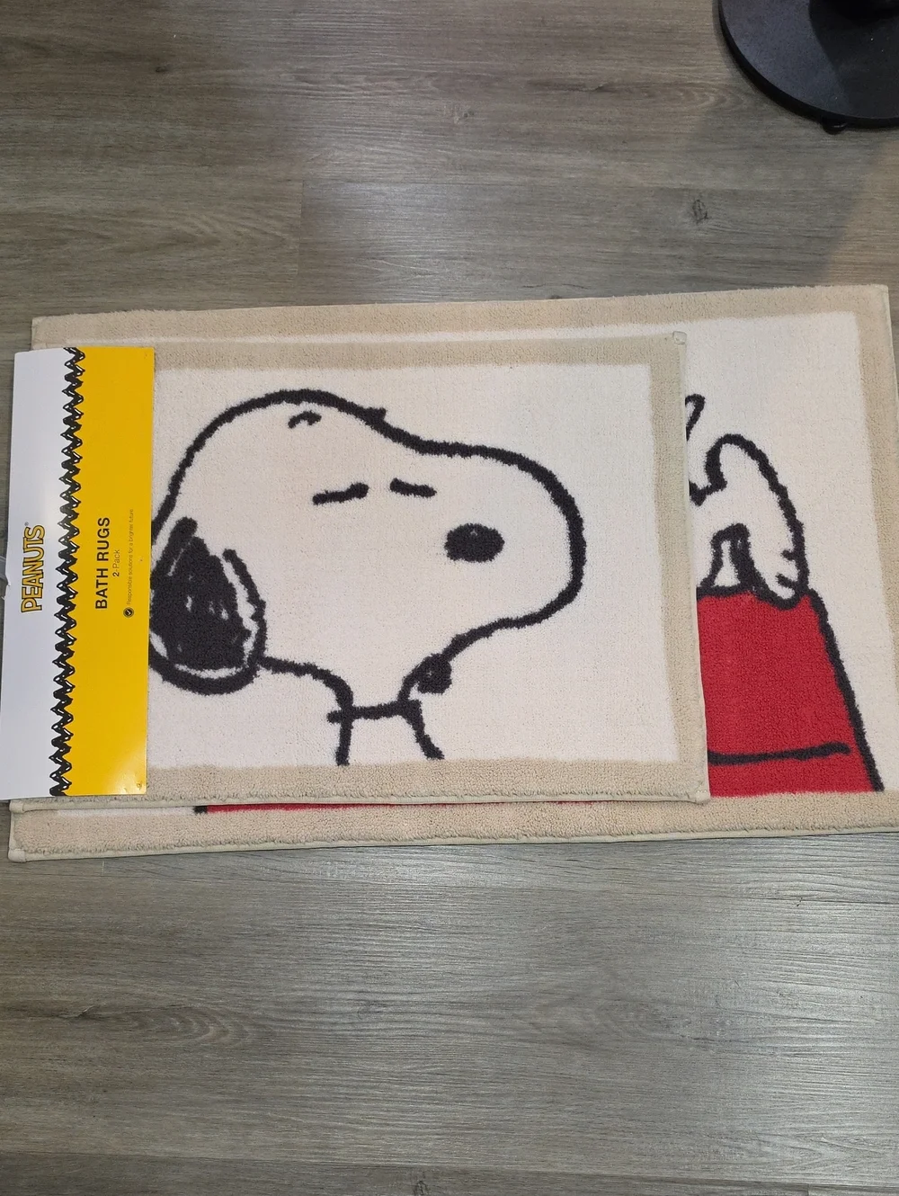 The Big One Peanuts Snoopy & Woodstock 2-PK Bath Rugs- Ivory